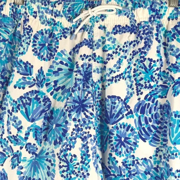 Lilly Pulitzer Swim Trunks Mens XL‎ Turquoise Oasis Shell Me You Love Me SW-2104